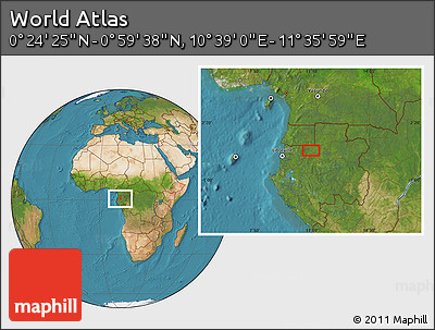 Satellite Location Map of the Area around 0° 42' 2" N, 11° 7' 30" E
