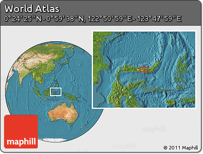 Satellite Location Map of the Area around 0° 42' 2" N, 123° 19' 29" E