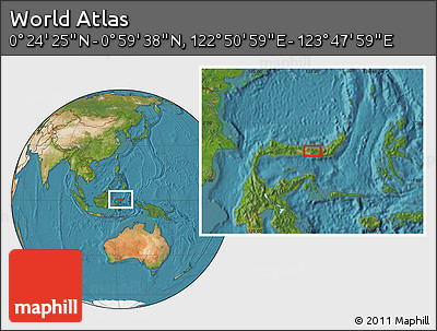 Satellite Location Map of the Area around 0° 42' 2" N, 123° 19' 29" E