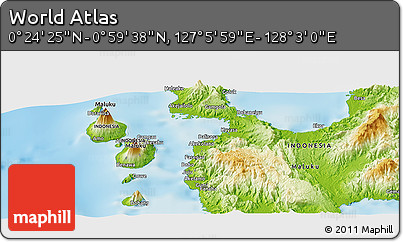 Physical Panoramic Map of the Area around 0° 42' 2" N, 127° 34' 30" E