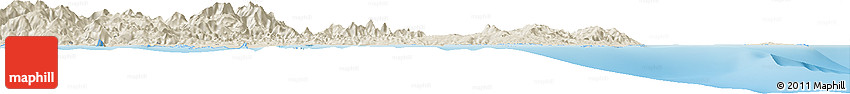 Shaded Relief Horizon Map of the Area around 0° 42' 2" N, 128° 25' 30" E