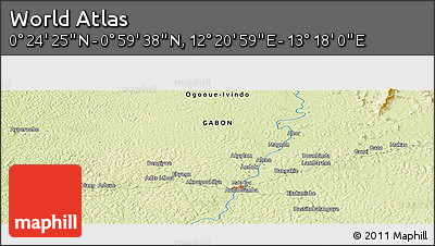 Physical Panoramic Map of the Area around 0° 42' 2" N, 12° 49' 29" E