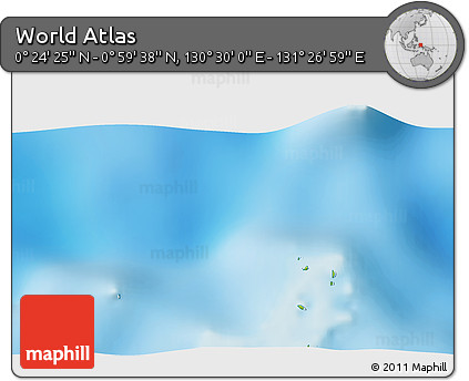 Physical 3D Map of the Area around 0° 42' 2" N, 130° 58' 29" E