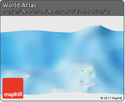 Physical 3D Map of the Area around 0° 42' 2" N, 130° 58' 29" E