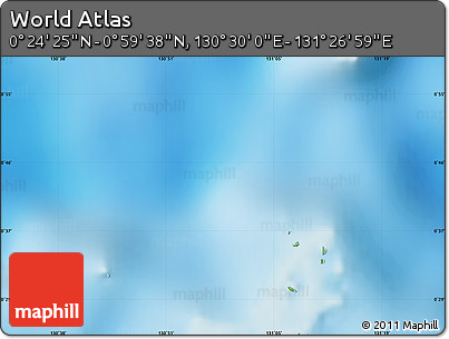 Physical Map of the Area around 0° 42' 2" N, 130° 58' 29" E