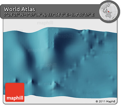 Satellite 3D Map of the Area around 0° 42' 2" N, 134° 22' 30" E
