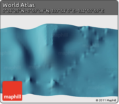 Satellite 3D Map of the Area around 0° 42' 2" N, 134° 22' 30" E