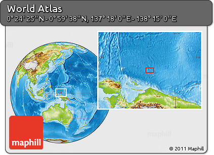 Physical Location Map of the Area around 0° 42' 2" N, 137° 46' 30" E