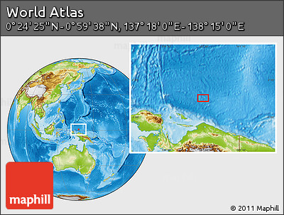 Physical Location Map of the Area around 0° 42' 2" N, 137° 46' 30" E
