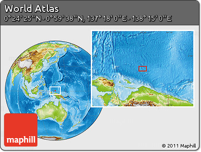 Physical Location Map of the Area around 0° 42' 2" N, 137° 46' 30" E