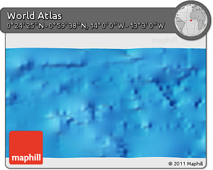 Physical 3D Map of the Area around 0° 42' 2" N, 13° 31' 30" W