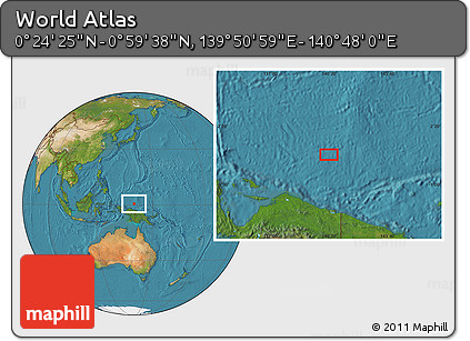 Satellite Location Map of the Area around 0° 42' 2" N, 140° 19' 29" E