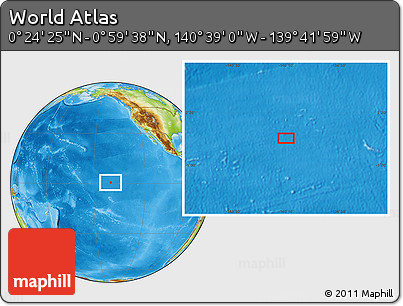 Physical Location Map of the Area around 0° 42' 2" N, 140° 10' 30" W