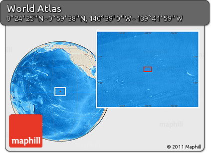 Shaded Relief Location Map of the Area around 0° 42' 2" N, 140° 10' 30" W