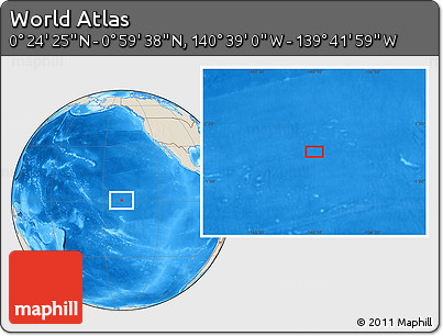 Shaded Relief Location Map of the Area around 0° 42' 2" N, 140° 10' 30" W