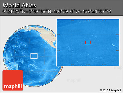 Shaded Relief Location Map of the Area around 0° 42' 2" N, 140° 10' 30" W