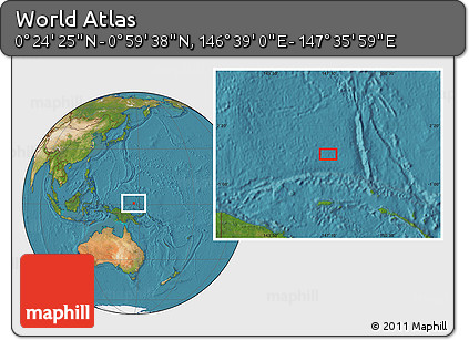 Satellite Location Map of the Area around 0° 42' 2" N, 147° 7' 30" E