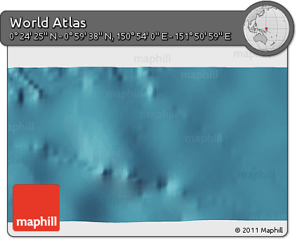 Satellite 3D Map of the Area around 0° 42' 2" N, 151° 22' 30" E