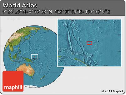 Satellite Location Map of the Area around 0° 42' 2" N, 153° 4' 29" E