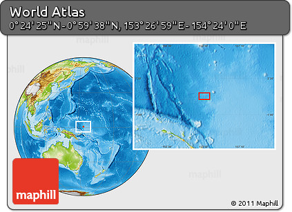 Physical Location Map of the Area around 0° 42' 2" N, 153° 55' 30" E
