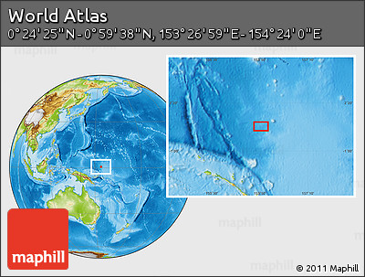 Physical Location Map of the Area around 0° 42' 2" N, 153° 55' 30" E