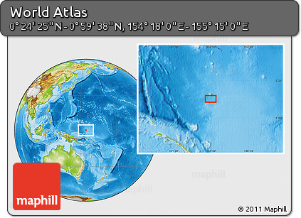 Physical Location Map of the Area around 0° 42' 2" N, 154° 46' 30" E
