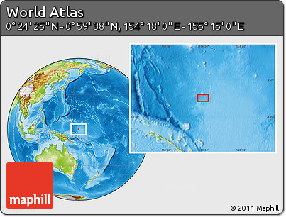 Physical Location Map of the Area around 0° 42' 2" N, 154° 46' 30" E
