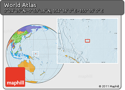 Political Location Map of the Area around 0° 42' 2" N, 154° 46' 30" E