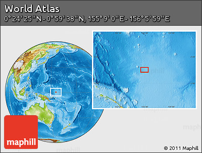 Physical Location Map of the Area around 0° 42' 2" N, 155° 37' 30" E