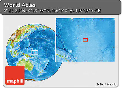 Physical Location Map of the Area around 0° 42' 2" N, 156° 28' 29" E