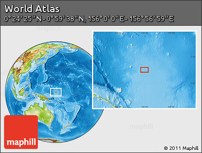 Physical Location Map of the Area around 0° 42' 2" N, 156° 28' 29" E