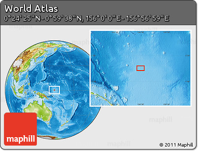 Physical Location Map of the Area around 0° 42' 2" N, 156° 28' 29" E