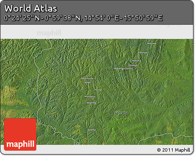 Satellite 3D Map of the Area around 0° 42' 2" N, 15° 22' 30" E