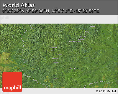 Satellite 3D Map of the Area around 0° 42' 2" N, 15° 22' 30" E
