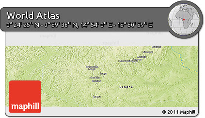 Physical Panoramic Map of the Area around 0° 42' 2" N, 15° 22' 30" E
