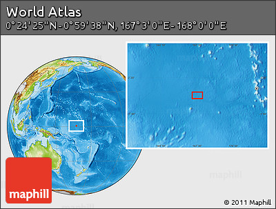 Physical Location Map of the Area around 0° 42' 2" N, 167° 31' 30" E