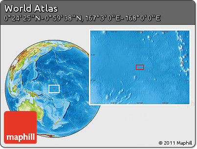 Physical Location Map of the Area around 0° 42' 2" N, 167° 31' 30" E