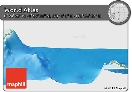 Physical Panoramic Map of the Area around 0° 42' 2" N, 173° 28' 29" E