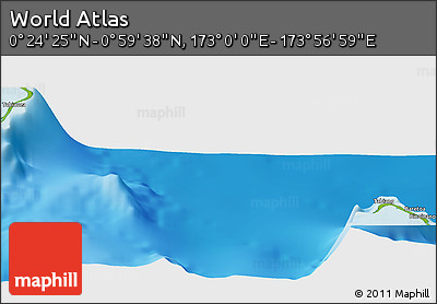 Physical Panoramic Map of the Area around 0° 42' 2" N, 173° 28' 29" E