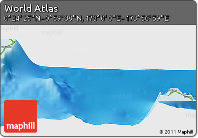 Physical Panoramic Map of the Area around 0° 42' 2" N, 173° 28' 29" E