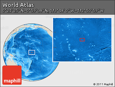 Shaded Relief Location Map of the Area around 0° 42' 2" N, 173° 19' 29" W
