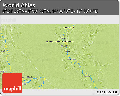 Physical 3D Map of the Area around 0° 42' 2" N, 17° 4' 30" E