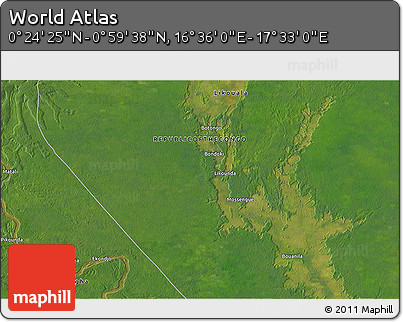 Satellite 3D Map of the Area around 0° 42' 2" N, 17° 4' 30" E