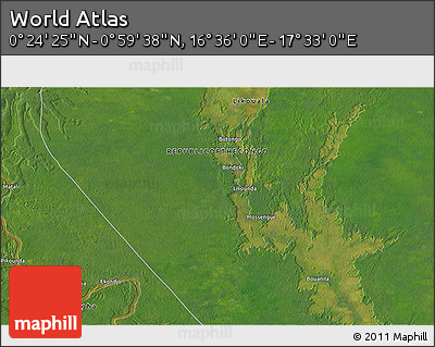 Satellite 3D Map of the Area around 0° 42' 2" N, 17° 4' 30" E