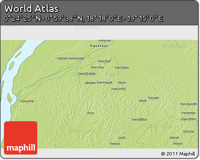 Physical 3D Map of the Area around 0° 42' 2" N, 18° 46' 29" E