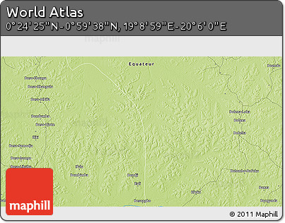 Physical 3D Map of the Area around 0° 42' 2" N, 19° 37' 30" E