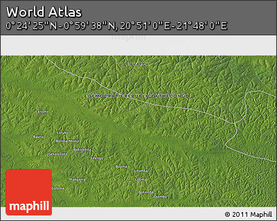 Satellite 3D Map of the Area around 0° 42' 2" N, 21° 19' 30" E
