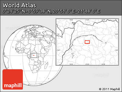 Blank Location Map of the Area around 0° 42' 2" N, 21° 19' 30" E