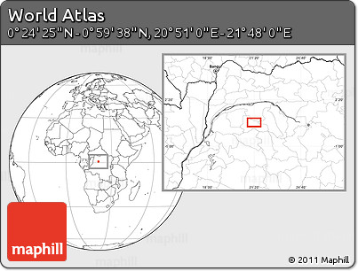 Blank Location Map of the Area around 0° 42' 2" N, 21° 19' 30" E