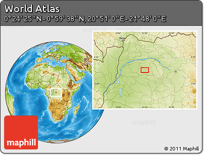Physical Location Map of the Area around 0° 42' 2" N, 21° 19' 30" E